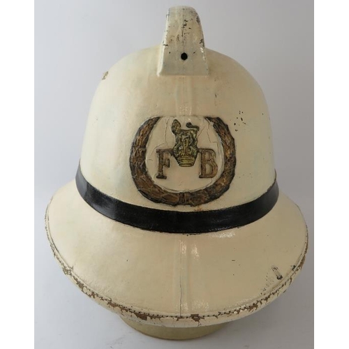 29 - A 1960s British Army Fire Service white cork fire helmet