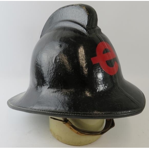 32 - A 1980s British black cork power station fire helmet