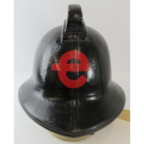 32 - A 1980s British black cork power station fire helmet