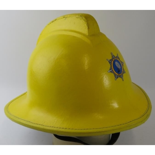 34 - A 1987 British BT Madley Satellite Station yellow fire helmet.