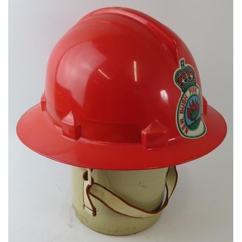 45 - A 1980s Australian New South Wales Bush Fire Brigade orange ABS fire helmet