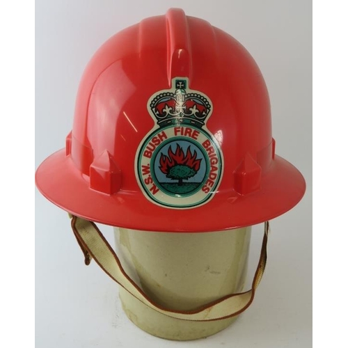 45 - A 1980s Australian New South Wales Bush Fire Brigade orange ABS fire helmet