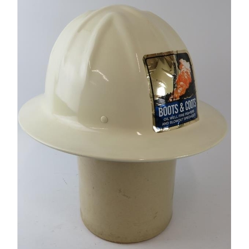 52 - A 1999 US Boots & Coots Oil Well Firefighters white alloy fire helmet