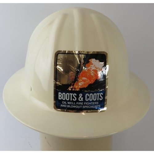 52 - A 1999 US Boots & Coots Oil Well Firefighters white alloy fire helmet