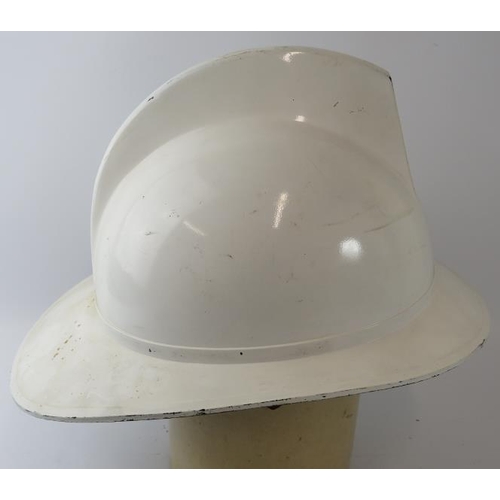 55 - A 1970s white Belgian Fire Service fibreglass fire helmet