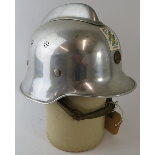 67 - A 1970s Swedish Gothenburg Fire Service polished steel fire helmet