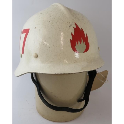 69 - A 1970s Swedish Brissman Halmstad white fibreglass fire helmet