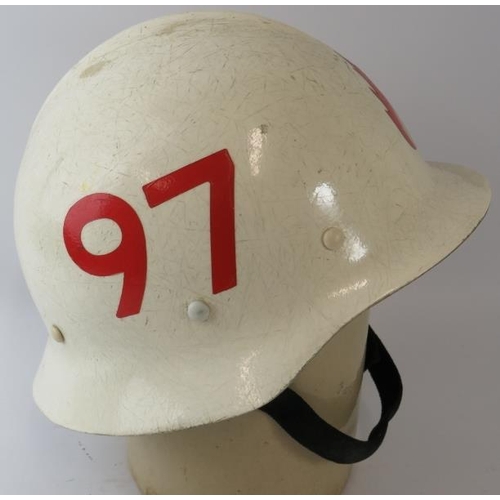 69 - A 1970s Swedish Brissman Halmstad white fibreglass fire helmet