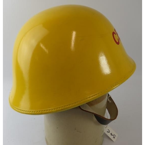 8 - A British CEGB power station fire service yellow leather covered fire helmet