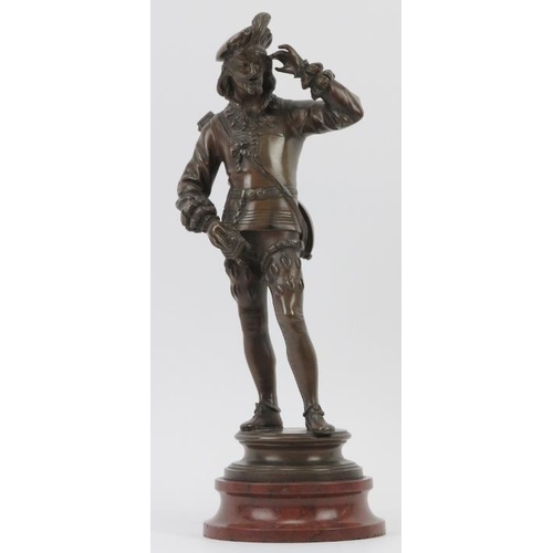 11 - A French bronze figural sculpture, late 19th/early 20th century. Depicting a musician in 16th centur... 