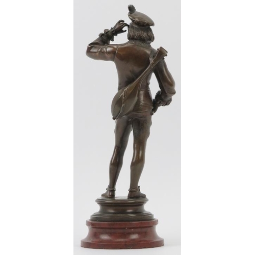 11 - A French bronze figural sculpture, late 19th/early 20th century. Depicting a musician in 16th centur... 