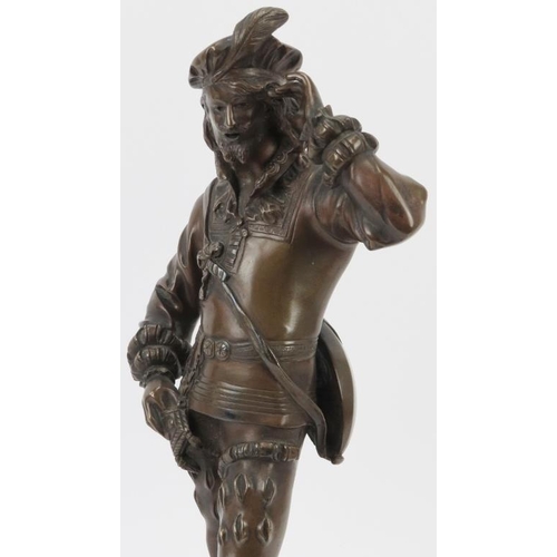 11 - A French bronze figural sculpture, late 19th/early 20th century. Depicting a musician in 16th centur... 