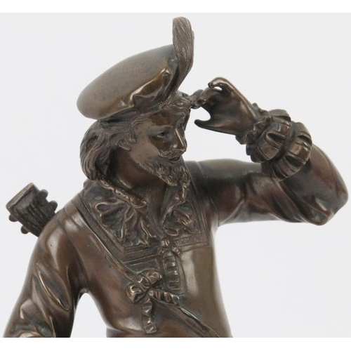 11 - A French bronze figural sculpture, late 19th/early 20th century. Depicting a musician in 16th centur... 