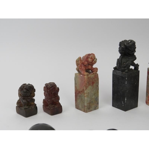 127 - A collection of Chinese jade and soapstone seals and European seals. (28 seals) 10.4 cm longest leng... 