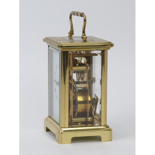 128 - A French brass carriage clock by Duverdrey et Bloquel of Bayard, early 20th century. 12 cm height. C... 