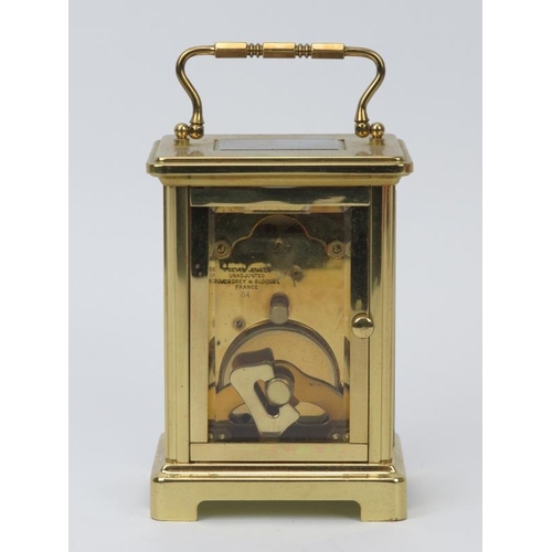 128 - A French brass carriage clock by Duverdrey et Bloquel of Bayard, early 20th century. 12 cm height. C... 