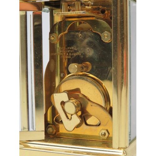 128 - A French brass carriage clock by Duverdrey et Bloquel of Bayard, early 20th century. 12 cm height. C... 