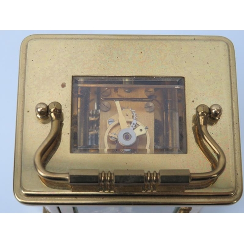 128 - A French brass carriage clock by Duverdrey et Bloquel of Bayard, early 20th century. 12 cm height. C... 