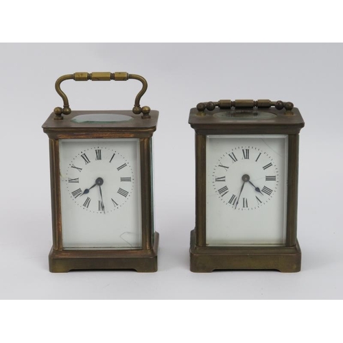 134 - Two brass carriage clocks, late 19th/early 20th century. (2 items) 11.7 cm height, 11.4 cm height. C... 