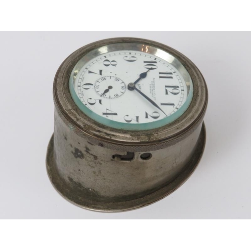 137 - A Selfridge & Co Motor Depart[ment] 8 Day car dashboard clock dial. With a plated brass and bevelled... 