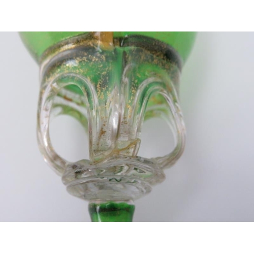 141 - Three European glass objects, 20th century. Comprising a Murano latticino decorated vase, a Nailsea ... 