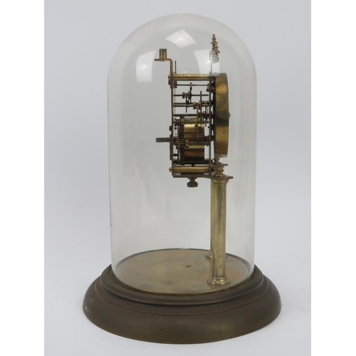 150 - A brass torsion pendulum clock with glass dome, early 20th century. 28 cm total height. 
Condition r... 