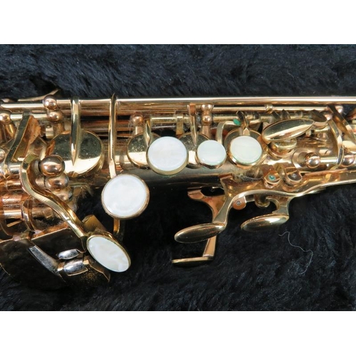 153 - An Earlham soprano saxophone with fitted case. Serial number: 491591. Case: 69 cm length. Condition ... 