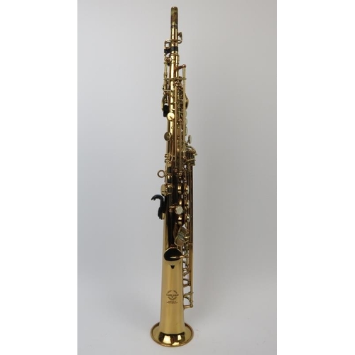 153 - An Earlham soprano saxophone with fitted case. Serial number: 491591. Case: 69 cm length. Condition ... 