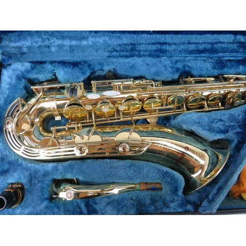 154 - A Yamaha saxophone with fitted case. Serial number: YTS-61 - 019085. Case:  cm length. 
Condition re... 