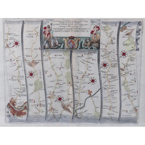 158 - An engraved strip map of the road from London to Kent by John Ogilby (1600-1676). Entitled ‘The Road... 