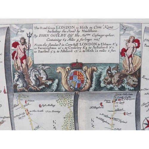 158 - An engraved strip map of the road from London to Kent by John Ogilby (1600-1676). Entitled ‘The Road... 