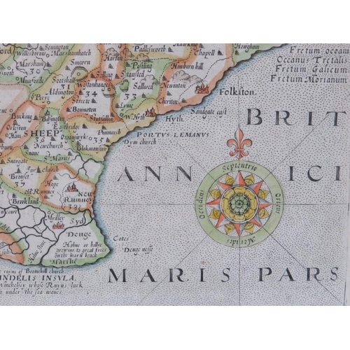 160 - An engraved map of Kent by William Kip after Johannes Norden. Entitled ‘Cantium Quod Nunc Kent’ with... 