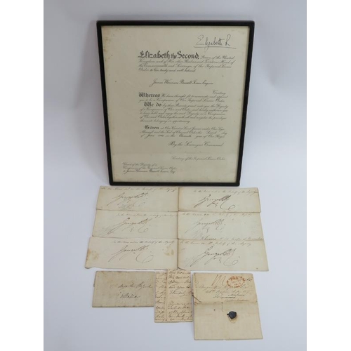 166 - Various letters and documents some signed by King George IV as Prince Regent. 
Condition report: Som... 