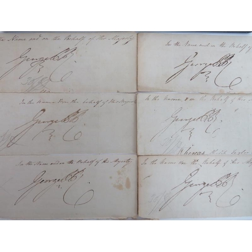 166 - Various letters and documents some signed by King George IV as Prince Regent. 
Condition report: Som... 