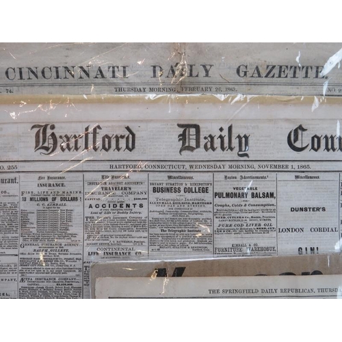 167 - Four mid 19th century American Newspapers and two British papers. The American papers dated 1863/64/... 