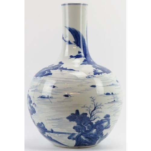 17 - A large Chinese blue and white globular vase, 19th/early 20th century. Decorated depicting a continu... 