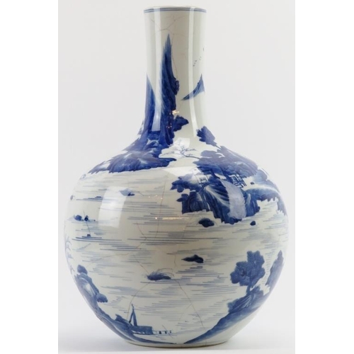 17 - A large Chinese blue and white globular vase, 19th/early 20th century. Decorated depicting a continu... 