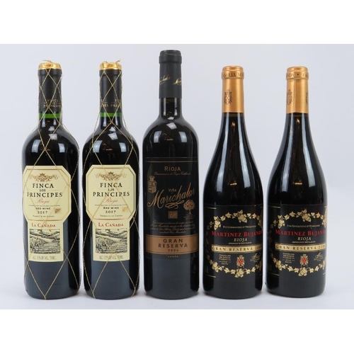 179 - Five bottles of Spanish Rioja wine. Comprising two bottles of Finca Los Principes, 2017, two bottles... 