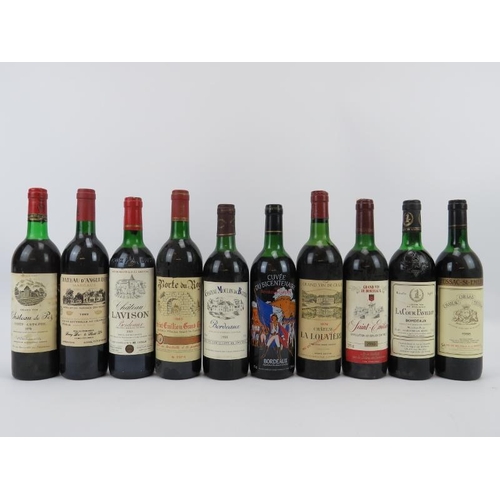 184 - Ten vintage bottles of Bordeaux wine. A claret bottle of Chateau de Pez, Saint-Esteph 1976 and a cla... 