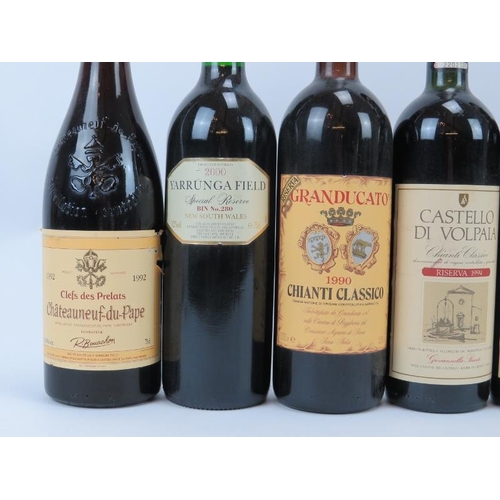 185 - Mixed wine: Eight bottles of French, Italian and Australian red wine. 75 cl. (8 items) Condition rep... 