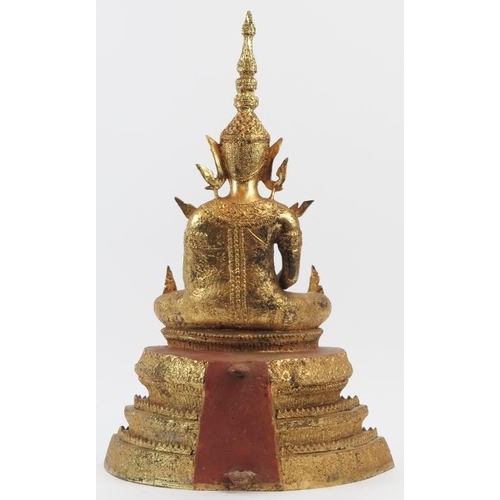 20 - A large Thai gilt and lacquered bronze Rattanakosin Amitabha Buddha statue,  Thailand, 19th/20th cen... 