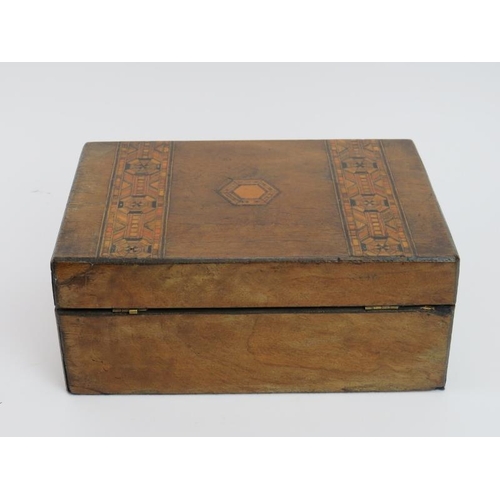 236 - An 18th century walnut deed box and a 19th century marquetry inlaid box. (2 items) 40 cm length, 24.... 