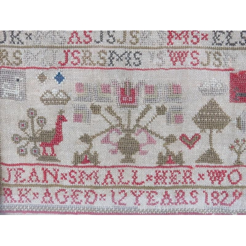 239 - A George IV period needlework sampler, dated 1829. Framed and glazed. 40 cm x 25 cm. Condition repor... 