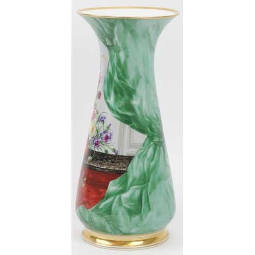 24 - A gilt and polychrome painted porcelain vase decorated with a floral interior scene, late 19th/20th ... 