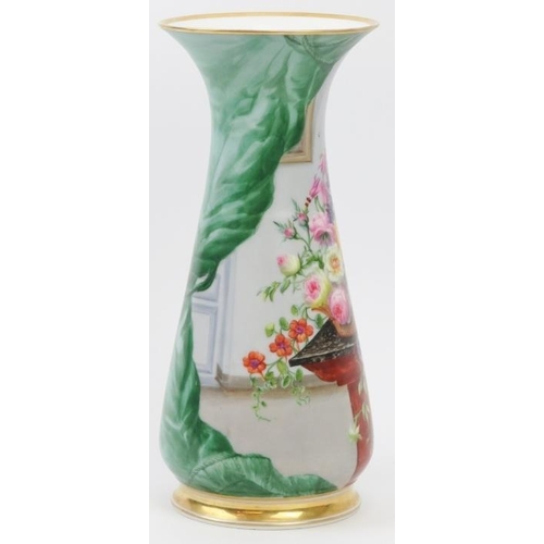 24 - A gilt and polychrome painted porcelain vase decorated with a floral interior scene, late 19th/20th ... 