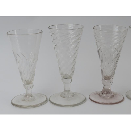 240 - Six Georgian ale glasses with moulded wrythen decoration, late 18th/early 19th century. (6 items) 12... 