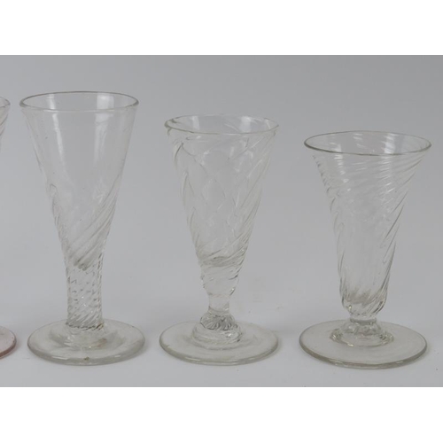 240 - Six Georgian ale glasses with moulded wrythen decoration, late 18th/early 19th century. (6 items) 12... 