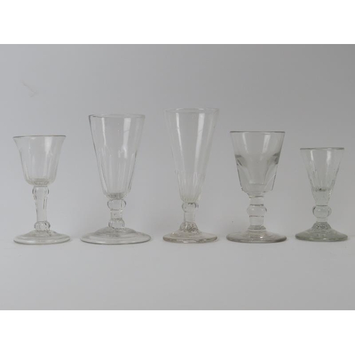 241 - A group of Georgian drinking glasses, late 18th/early 19th century. (5 items) 13.4 cm tallest height... 