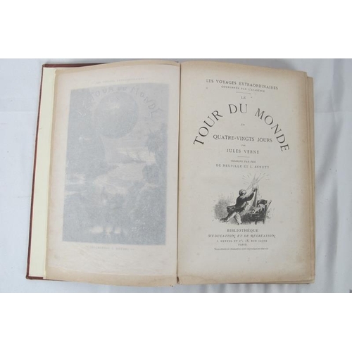 262 - Jules Verne, Le Tour Du Monde en 80 Jours, Dessins par MM de Neuville et L Benett. Gilt blocked bind... 