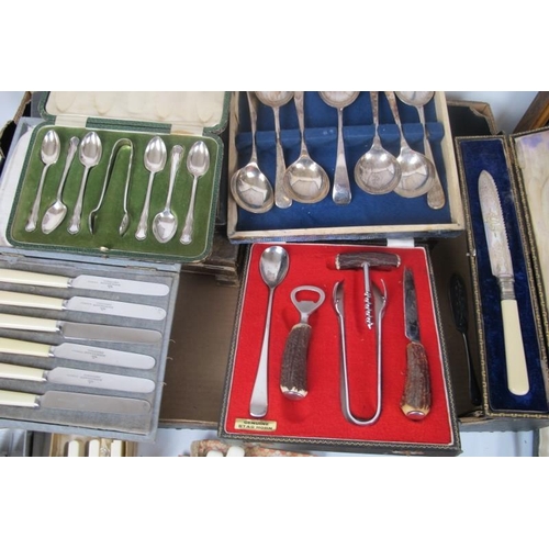 293 - A large quantity of cased silver plated and stainless steel cutlery, mainly in fitted cases